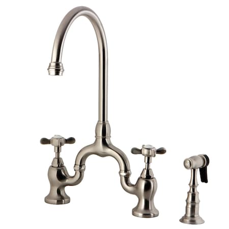 Kingston Brass KS7798BEXBS Bridge Kitchen Faucet with Brass Sprayer, Brushed Nickel KS7798BEXBS
